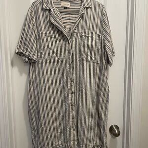 💜 Universal Thread Blue and White Midi Dress with Classic Collar